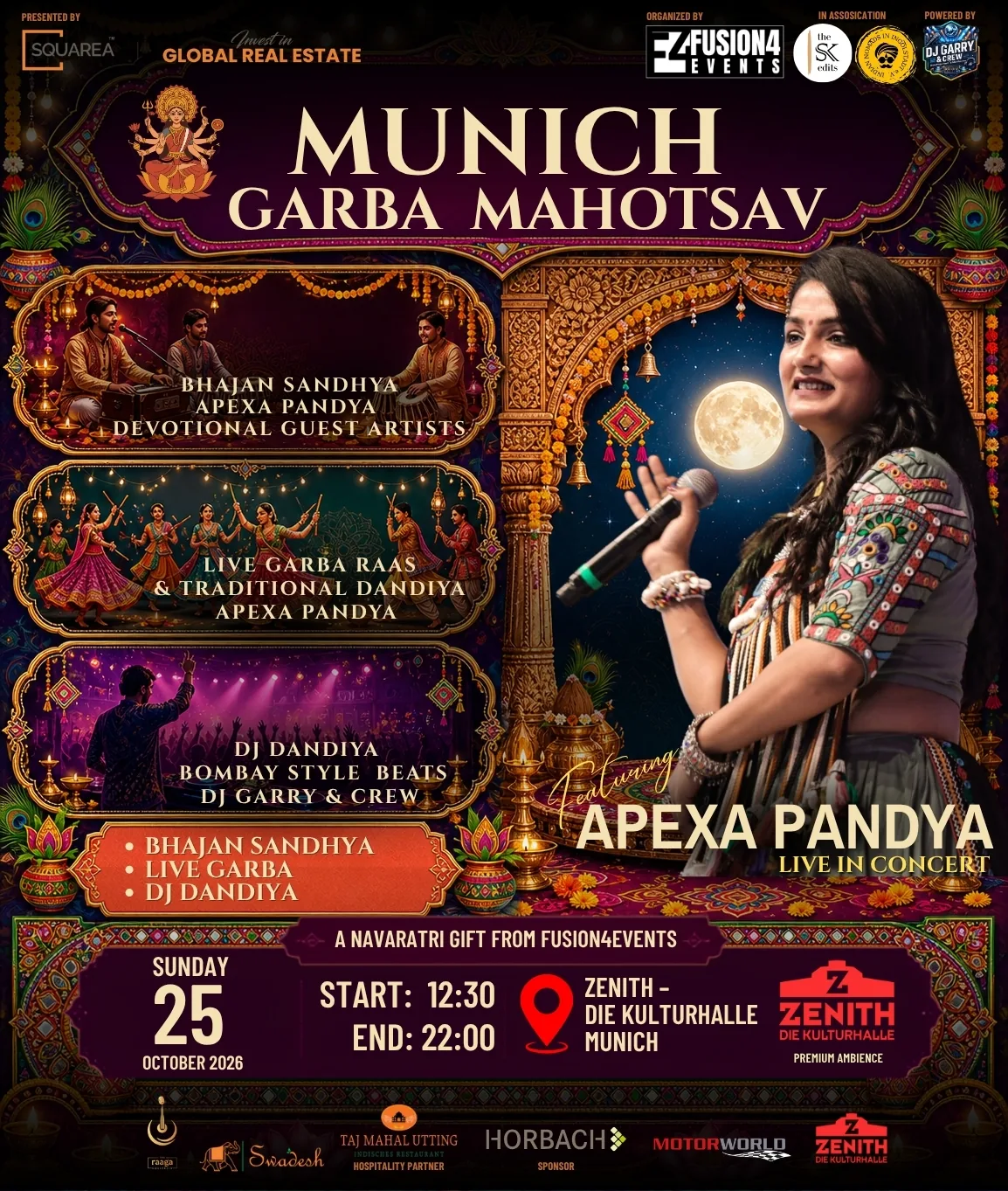Garba Mahotsav Munich 2026 featuring Apexa Pandya at Zenith Kulturhalle